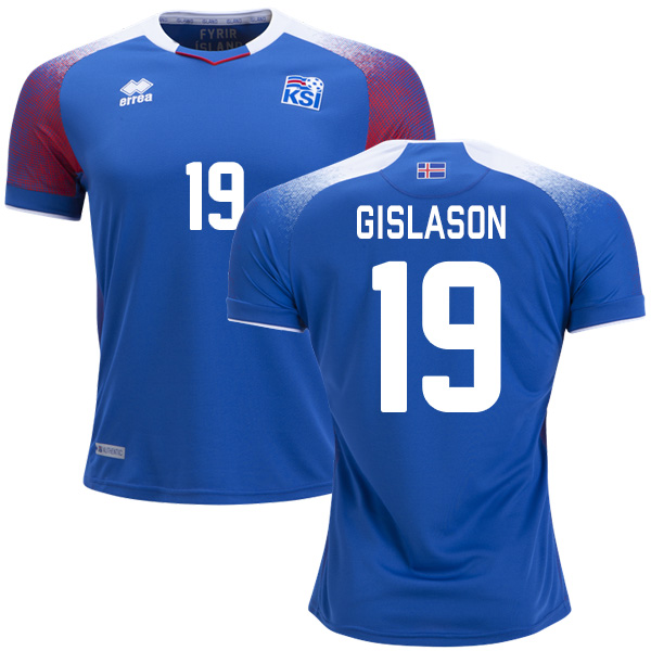 Iceland #19 Gislason Home Soccer Country Jersey